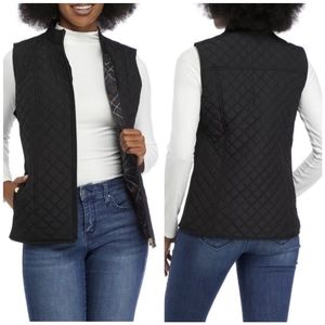 Kim Rogers Perfect Fit Vest, Large, Black, Plaid, Quilted